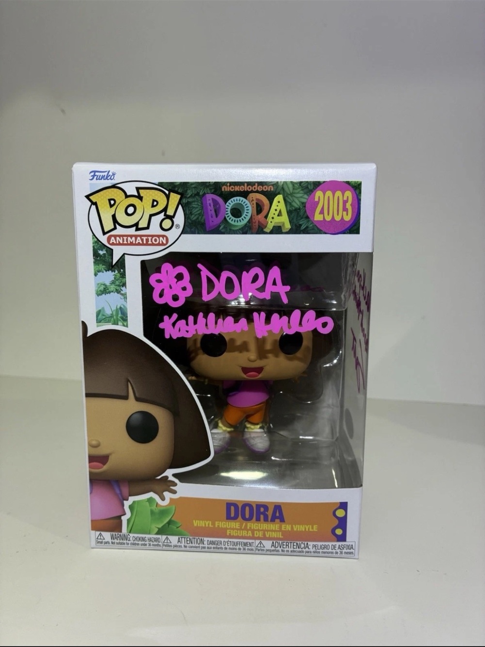 Funko Pop! Dora #2003 Dual Signed by Dora and Backpack JSA Certified